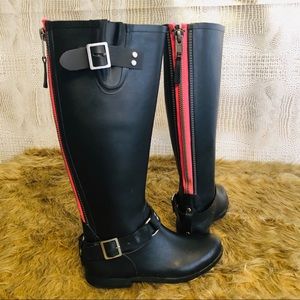 Women’s Black Steve Madden Knee High Rubber Boots